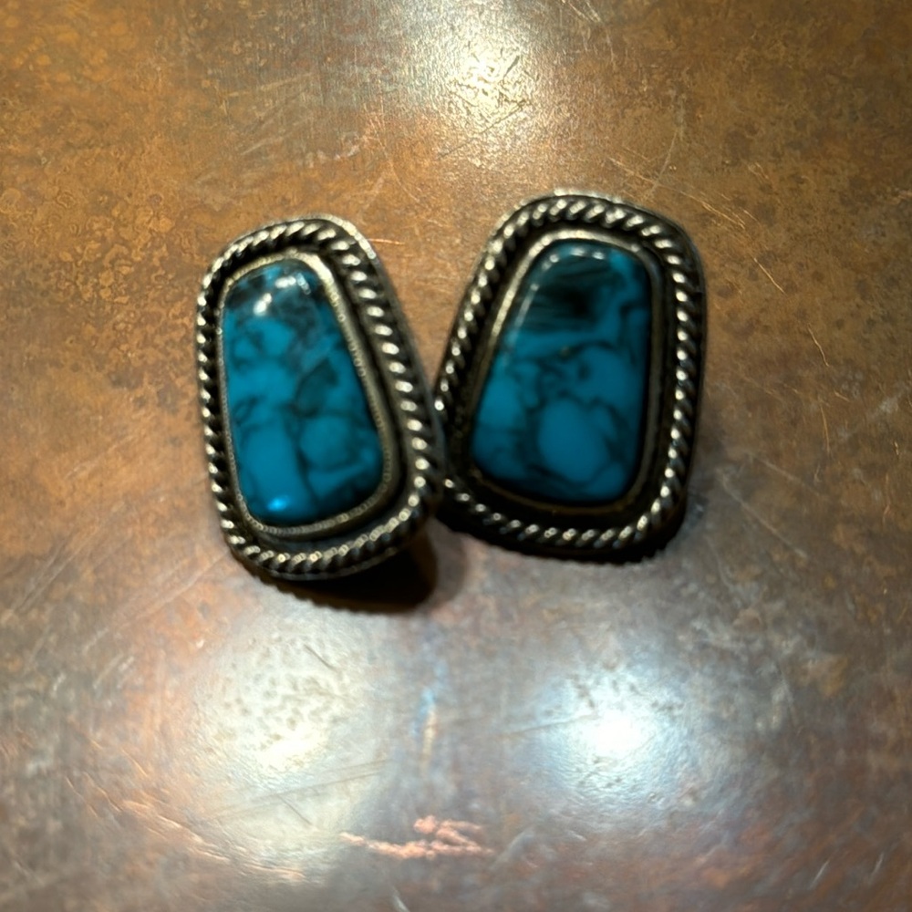 Real turquoise clip on earrings
